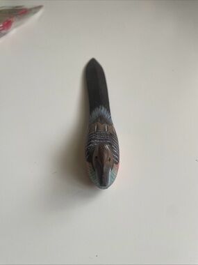 Hand-Painted Wooden Bird Letter Opener - Multicolor